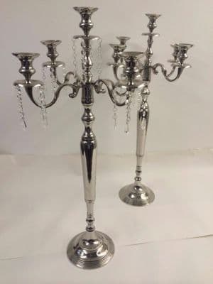 Large 90Cm Candelabra Glass Crystal Drops 2 Styles Wedding Candle Stick Holder