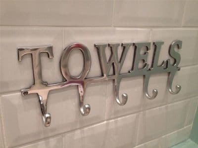 Large Towel Holder Rack, Bath Hanger Hooks, Wall Mounted Bathroom Aluminium Chrome