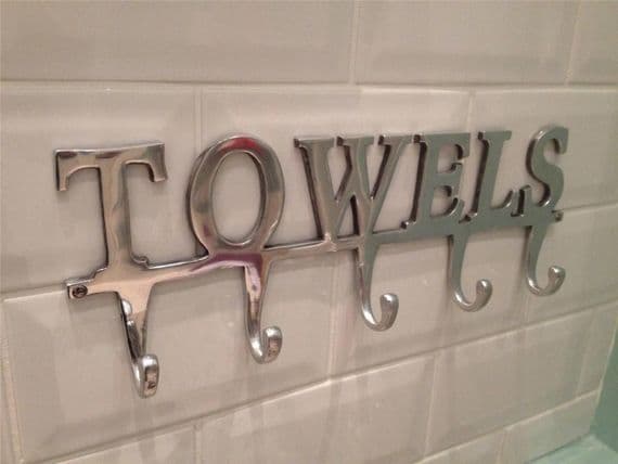 Large Towel Holder Rack, Bath Hanger Hooks, Wall Mounted Bathroom Aluminium Chrome