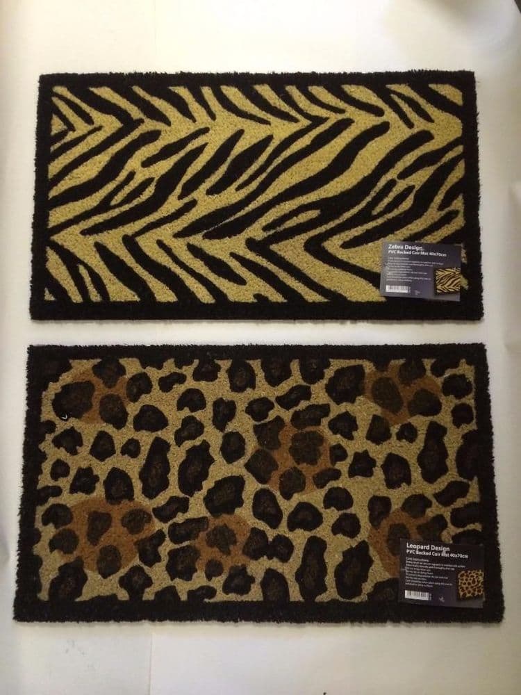 Large Zebra Leopard Paw Animal Print Entrance In/Out Door Mat 100 Coir