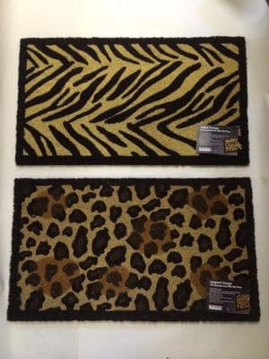 Large Zebra Leopard Paw Animal Print Entrance In/Out Door Mat 100% Coir Doormat