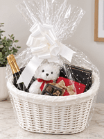 Make Your Own Hamper Kit 3 Sizes White Oval Basket Bow & Cellophane Xmas Gift Small Medium Large