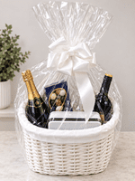 Make Your Own Hamper Kit 3 Sizes White Oval Basket Bow & Cellophane Xmas Gift Small Medium Large
