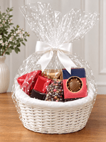 Make Your Own Hamper Kit 3 Sizes White Oval Basket Bow & Cellophane Xmas Gift Small Medium Large