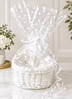 Make Your Own Hamper Kit 3 Sizes White Oval Basket Bow & Cellophane Xmas Gift Small Medium Large