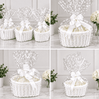 Make Your Own Hamper Kit 3 Sizes White Oval Basket Bow & Cellophane Xmas Gift Small Medium Large