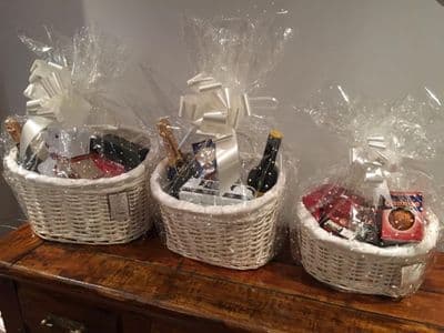 Make Your Own Hamper Kit 3 Sizes White Oval Basket Bow & Cellophane Xmas Gift Small Medium Large