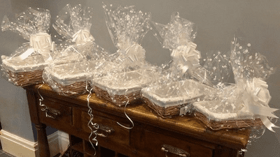 Make Your Own Hamper Kit Lined Willow Wicker Basket 5 sizes + Cellophane & Bow