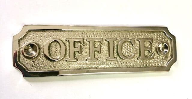 OFFICE Door Sign Brass Antique Bronze Or Shiny Nickel