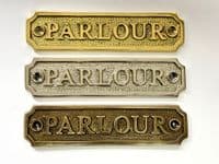 PARLOUR   Brass Door Sign, Plain Brass, Antique Bronze or Shiny Nickel