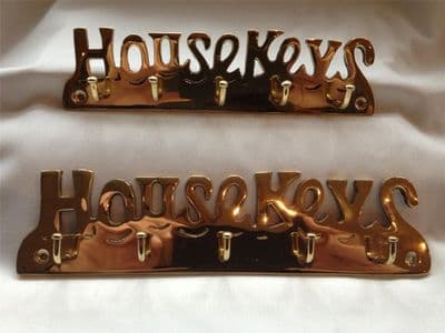 Quality Brass Housekeys 5 Hook Wall Key Rack Holder 2 Sizes + Screws Vintage Wow