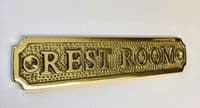 REST ROOM   Brass Door Sign, Plain Brass, Antique Bronze or Shiny Nickel