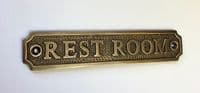 REST ROOM   Brass Door Sign, Plain Brass, Antique Bronze or Shiny Nickel