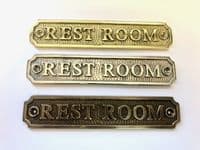 REST ROOM   Brass Door Sign, Plain Brass, Antique Bronze or Shiny Nickel