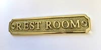 REST ROOM   Brass Door Sign, Plain Brass, Antique Bronze or Shiny Nickel