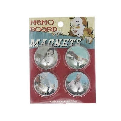 Retro Fridge Magnets 4 Pack Shabby Chic Gift Great Item