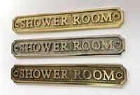 SHOWER ROOM  Large Brass Door Sign, Plain Brass, Antique Bronze or Shiny Nickel
