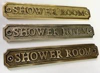 SHOWER ROOM  Large Brass Door Sign, Plain Brass, Antique Bronze or Shiny Nickel