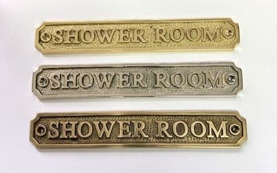 SHOWER ROOM  Large Brass Door Sign, Plain Brass, Antique Bronze or Shiny Nickel