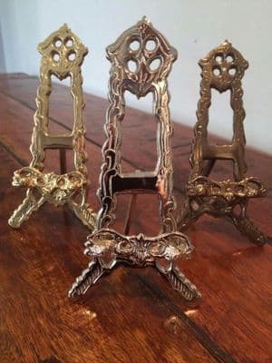 Solid Brass, Nickel & Bronze Effect Easel 16cm Plate Display Picture Photo Stand Artist Wedding BO4-6