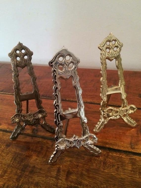 Solid Brass, Nickel & Bronze Effect Easel 22Cm Plate Display Picture Family Photos Stand Artist Wedding BO4-8