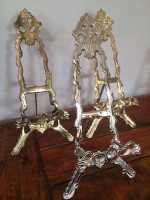 Solid Brass, Nickel, Bronze Effect Easel 30Cm Plate Display Picture Family Photo Stand Artist Wedding BO4-12