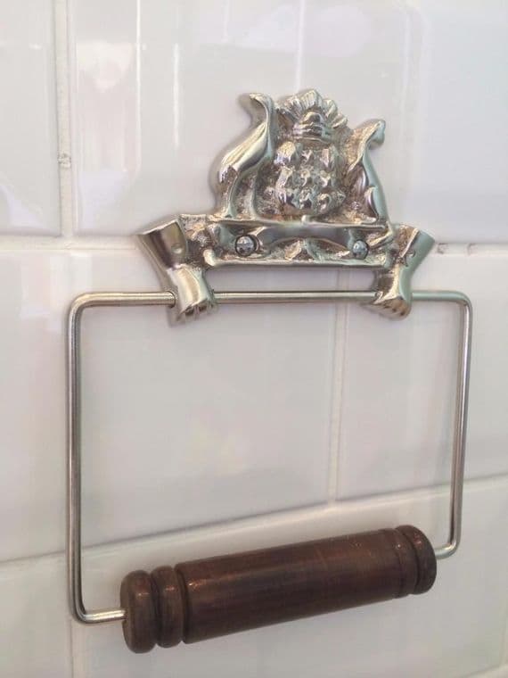 Vintage Australian Antique Style Chrome Brass Toilet Loo Roll Holder Wc Bathroom