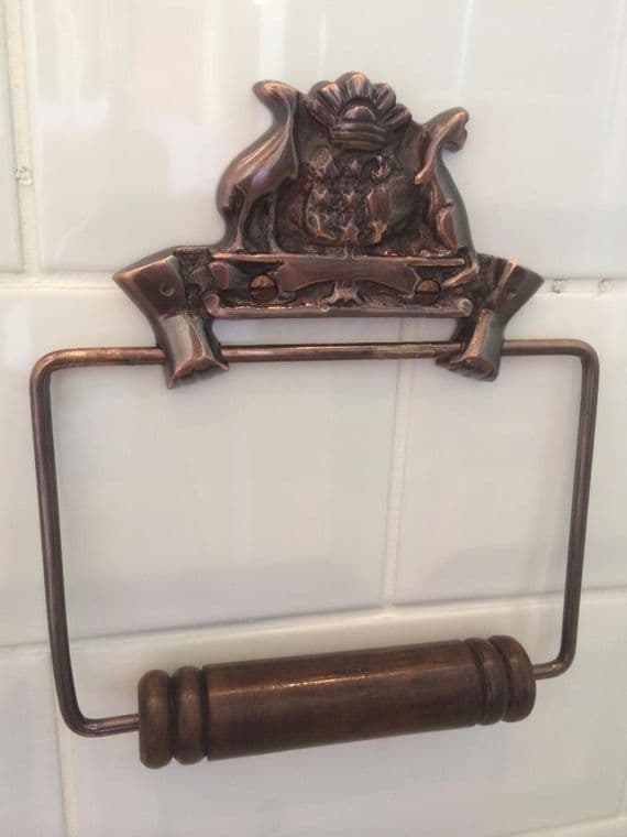 Vintage Australian Copper Antique Style Brass Toilet Loo Roll Holder Wc Bathroom
