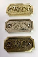 WC   Brass Door Sign, Plain Brass, Antique Bronze or Shiny Nickel