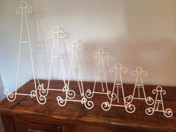 White Iron Easel Display Canvas Picture Artwork Menu Book Plate Stand Wedding Table Plan AA-17