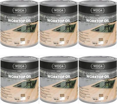 527713A Woca Worktop and  furniture Oil Natural 4.5ltr total box of 6 x 0.75L