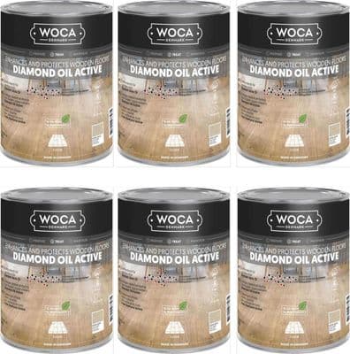 565110A Woca Diamond Oil Active Extra White 6ltr total box of 6 x 1L