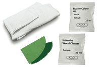 Kit samples, Oil finish with natural Woca Master Colour oil DC028 and  DC019