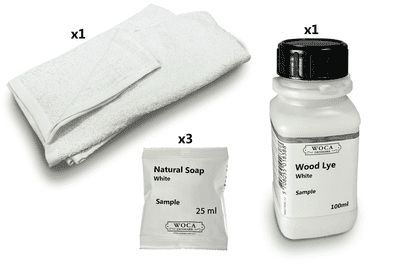 Kit samples, Prepare Woca Wood Lye, Soap finish Woca white Soap DC010