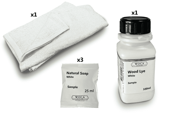 Kit samples, Prepare Woca Wood Lye, Soap finish Woca white Soap DC010
