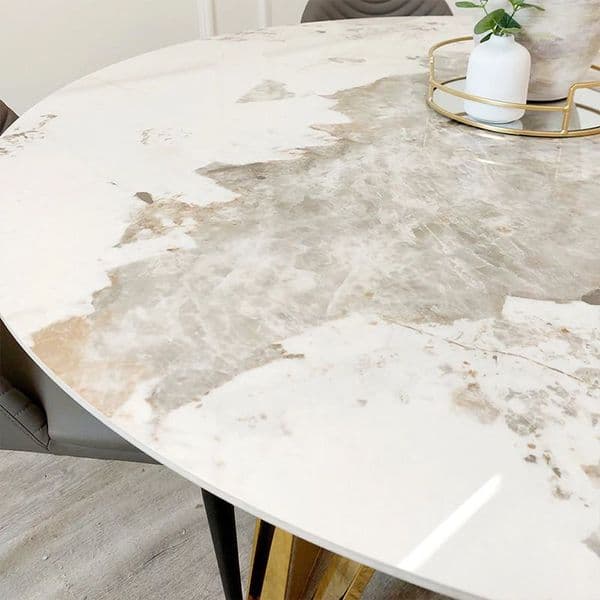 Caesar Gold 1.3 Round Dining Table with Sintered Stone Top