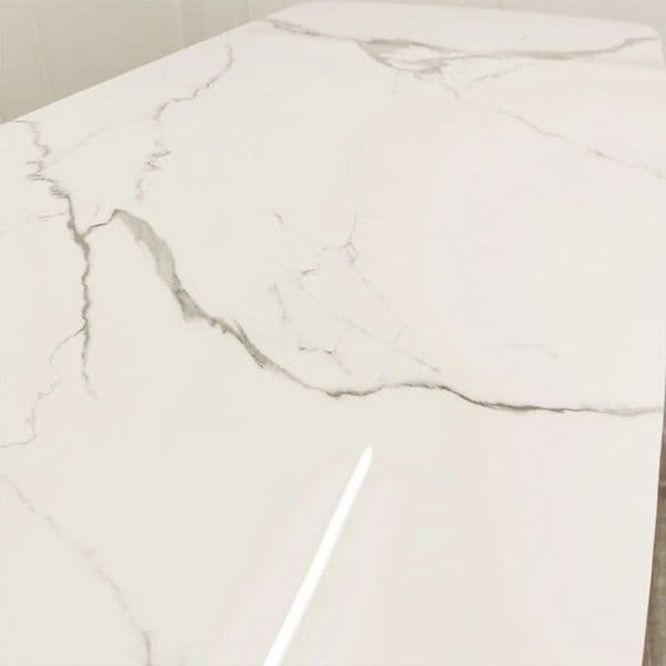 Oreo Gold 1.8m Dining Table with White Sintered Stone Top