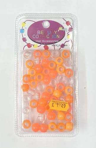 Beauty Collection Hair Beads Orange/White