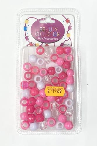 Beauty Collection Hair Beads Pink/White