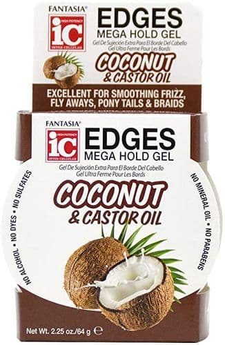 Fantasia IC Hair Polisher Coconut & Castor Oil Edges Mega Hold Gel 64g