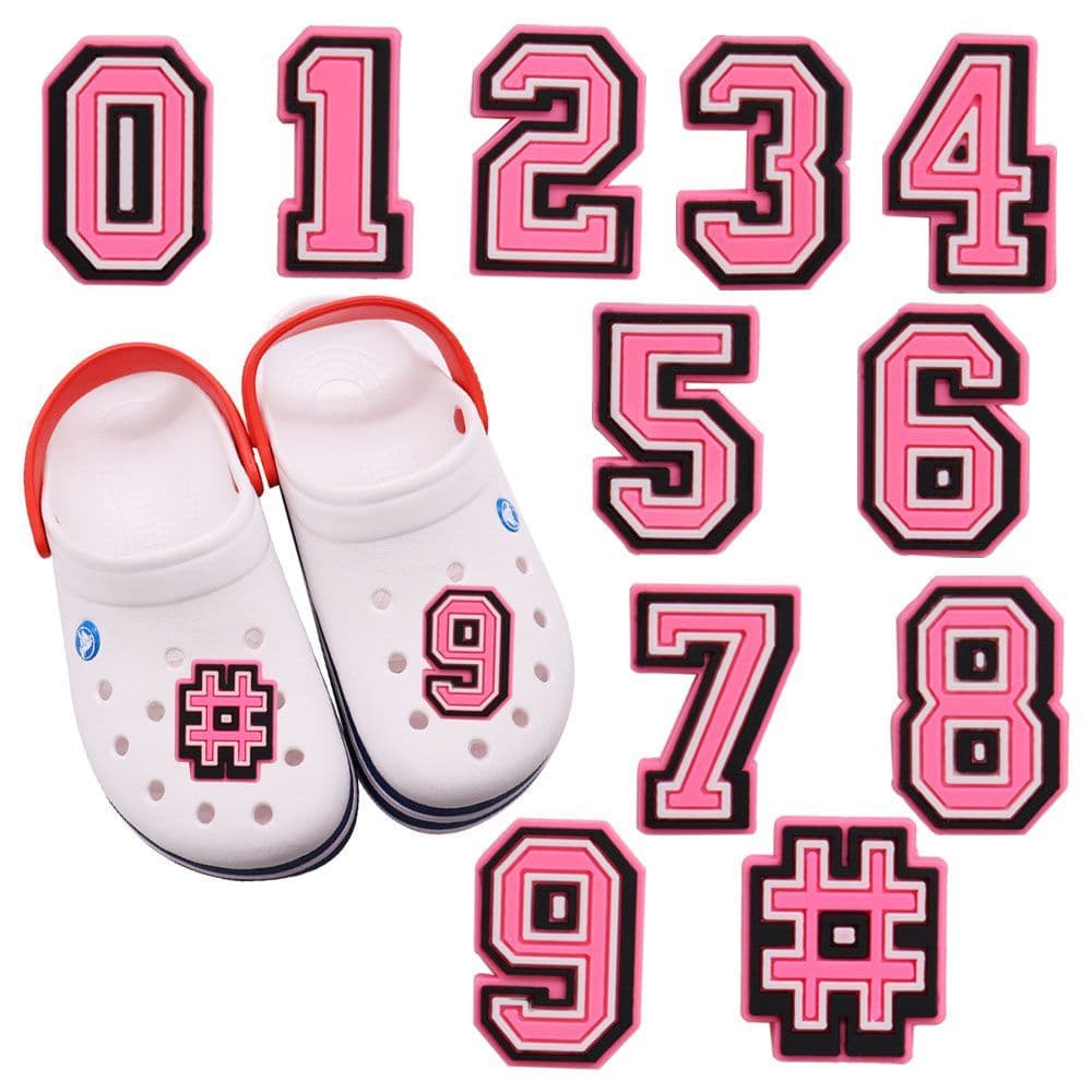 Shoe charm NUMBERS Pink with Black Frame