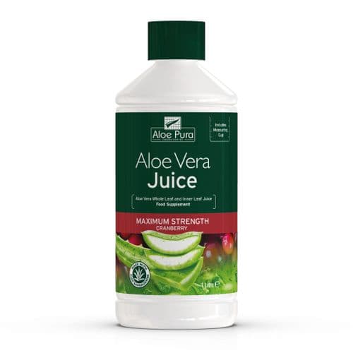 Aloe Pura Bio-Active Aloe Vera Juice Cranberry Flavour 1L 1 Litre