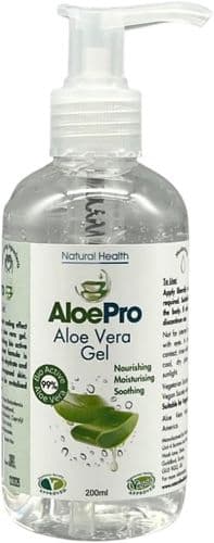 AloePro Pure Aloe Vera Gel 200ml Vegan Natural Soothing Moisturising