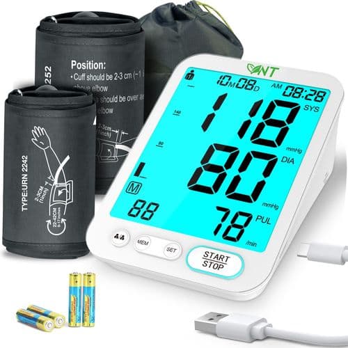 Blood Pressure Monitor Machine Upper Arm, 2 Size Cuffs M/L and XL