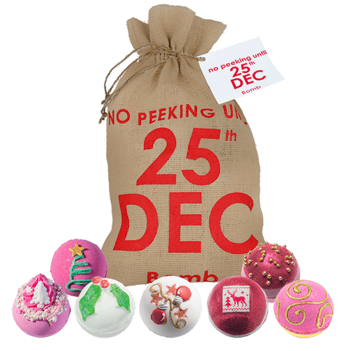 Bomb Cosmetics Luxury Bath & Soap 25th December Hessian Sack Gift Packs Sets Handmade for Christmas