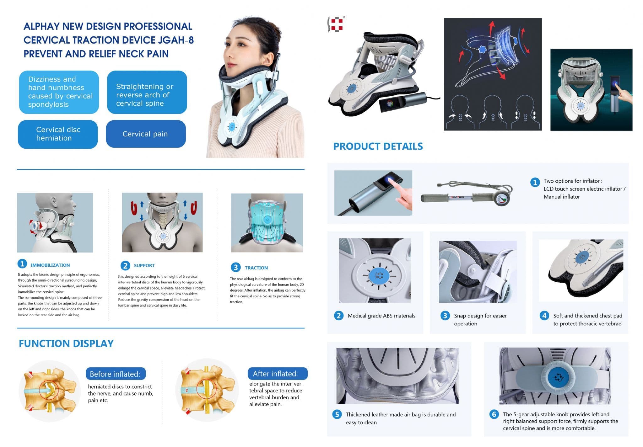 Neck Traction Device by Air Collar Neck Stretcher Cervical Traction ...