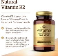 Solgar Natural Vitamin K2 (MK-7) 100 µg Vegetable Capsules - Pack of 50