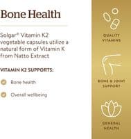Solgar Natural Vitamin K2 (MK-7) 100 µg Vegetable Capsules - Pack of 50