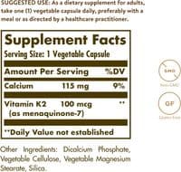 Solgar Natural Vitamin K2 (MK-7) 100 µg Vegetable Capsules - Pack of 50