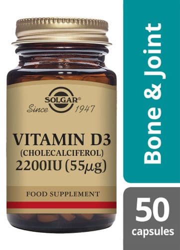 Solgar Vitamin D3 Cholecalciferol 2200 IU 55µg Vegetable Capsules Pack of 50